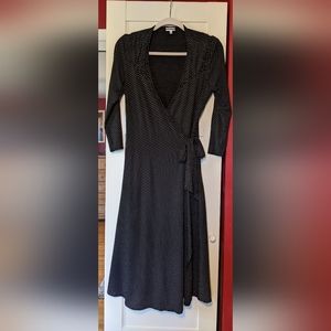 Polka dot wrap midi dress, 3/4 sleeve